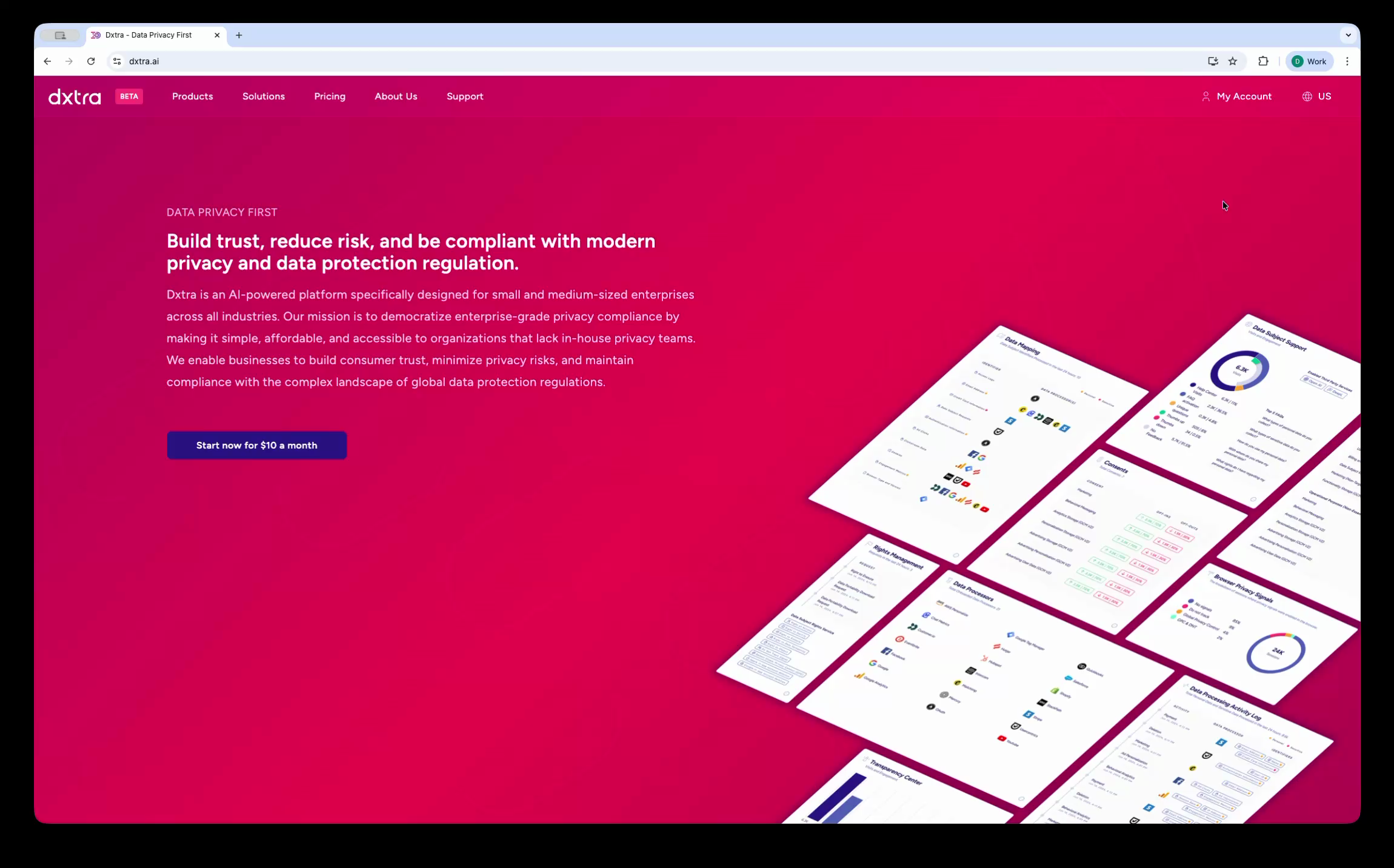 Dxtra sign-up landing page showing the platform value proposition