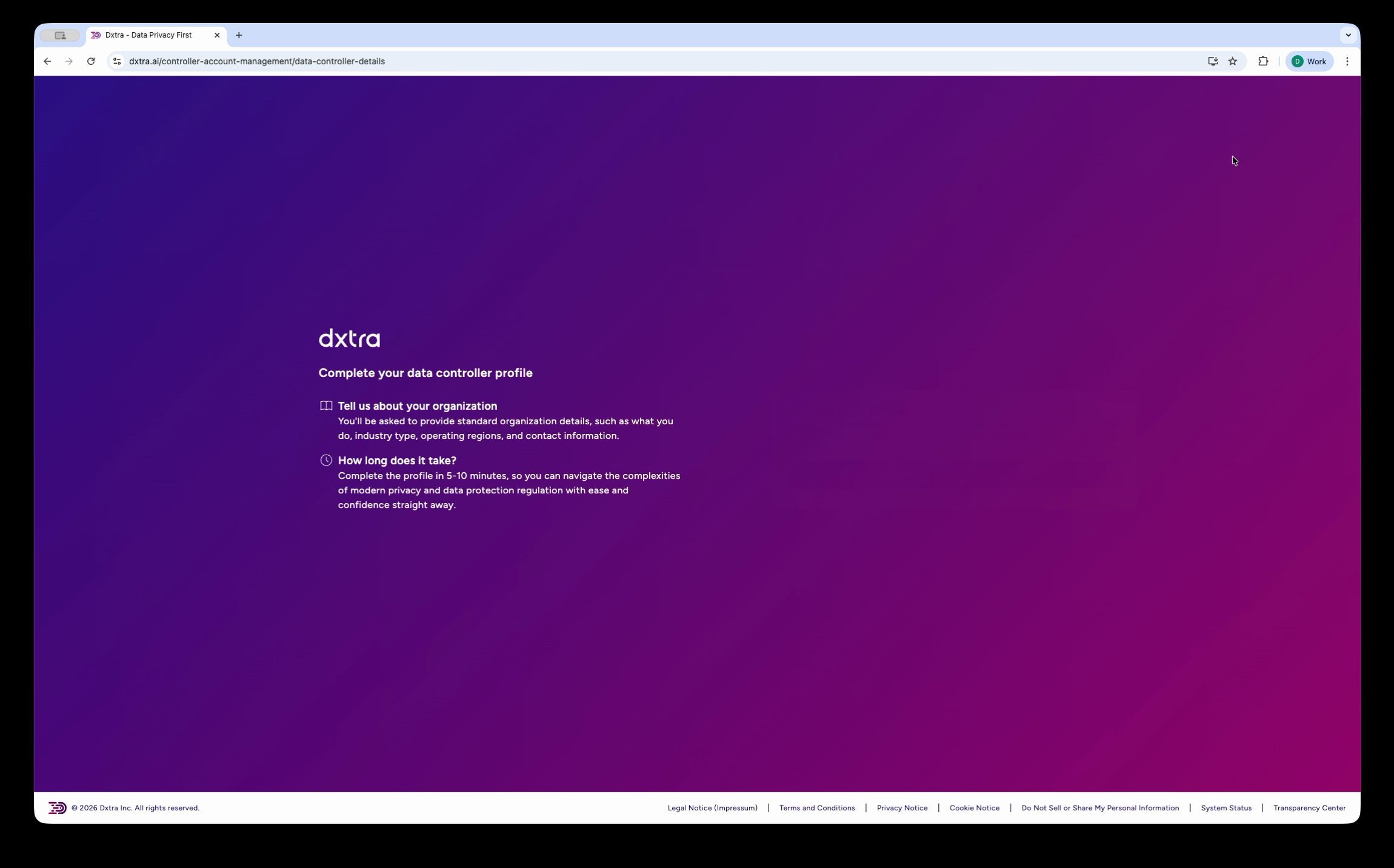 Data controller profile wizard introduction